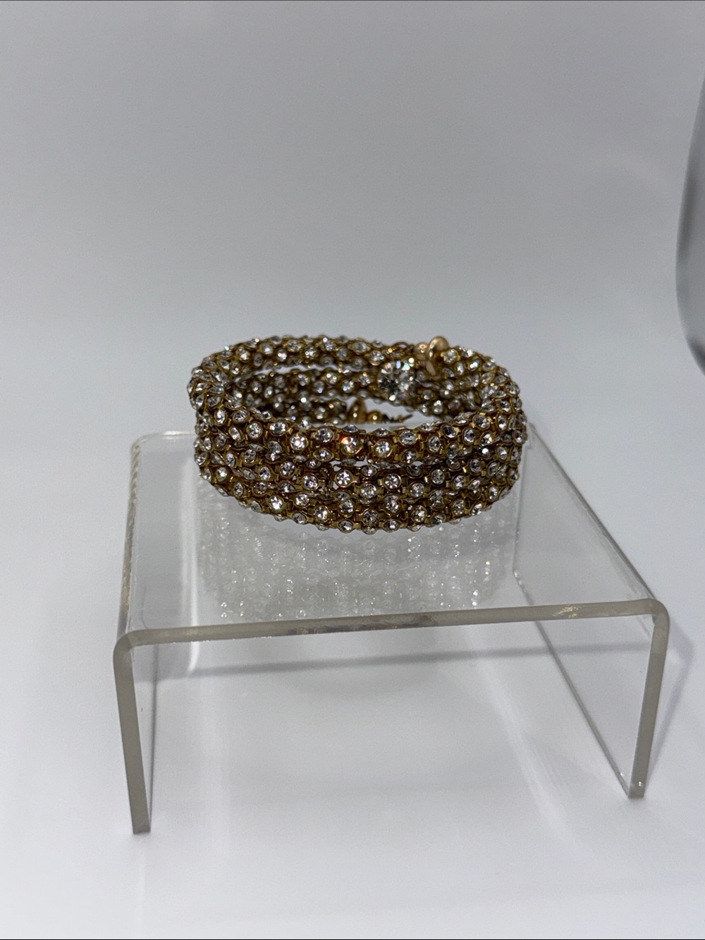 Gold Crystal Multi-Row Wrap Bracelet - stretchable